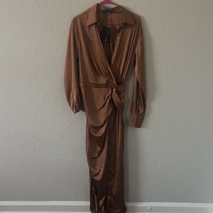 Gabriella Satin Maxi Shirt Dress